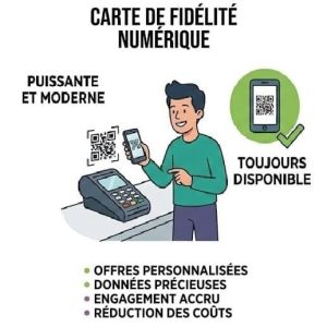 Illustrtion graphique pour le message: La carte de fidélité numérique apporte des bénéfices substantiels !